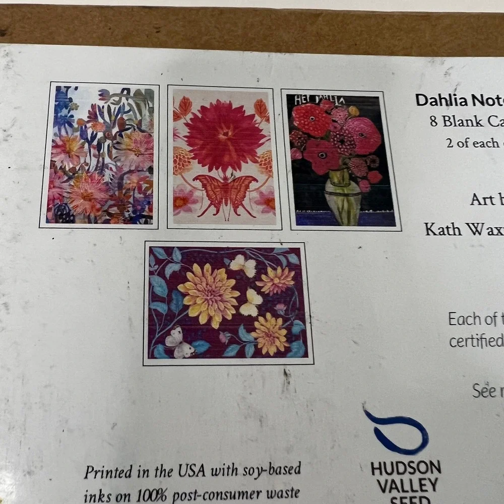 Hudson Valley Seed‎ Co Dahlia Note Card Collection NIP 8 Cards